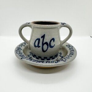 Vintage 90s Rowe Pottery Works Child Plate Cup Vase Teacher ABC Salt Arthritis